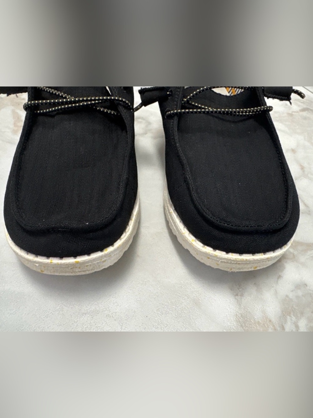 Hey Dude Wendy Shoes Womens 8 Canvas Casual Slip On Black Bananas Fabric Boat - Picture 7 of 9